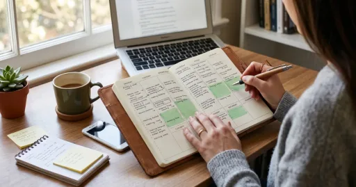 Agenda hebdomadaire organisé avec travail, trajets et obligations pour calculer son vrai temps libre avec Outilo