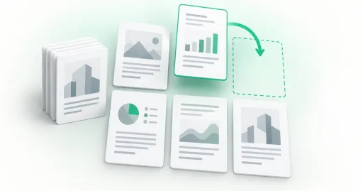 Pages de documents disposées en grille, avec une page déplacée vers un nouvel emplacement.