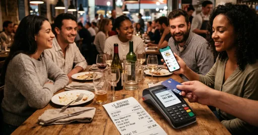 Partage de l'addition dans un restaurant entre ami