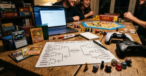 Soirée jeux (Pokémon, Magic the Gathering, jeux video, jeu de société) tout les outils qu'il faut pour gérer ces jeux et tournois
